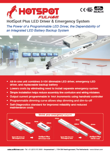 Flyer for HotSpot Plus LED Driver & Emergency System- European Version