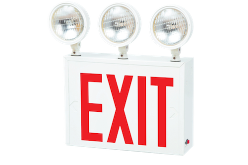 Lavex Remote Capable Triple Head New York City Approved LED Exit Sign / Emergency  Light with Steel