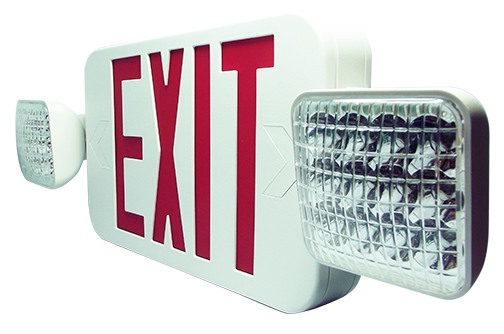 Lavex Remote Capable Red LED Exit Sign / Emergency Light Combo