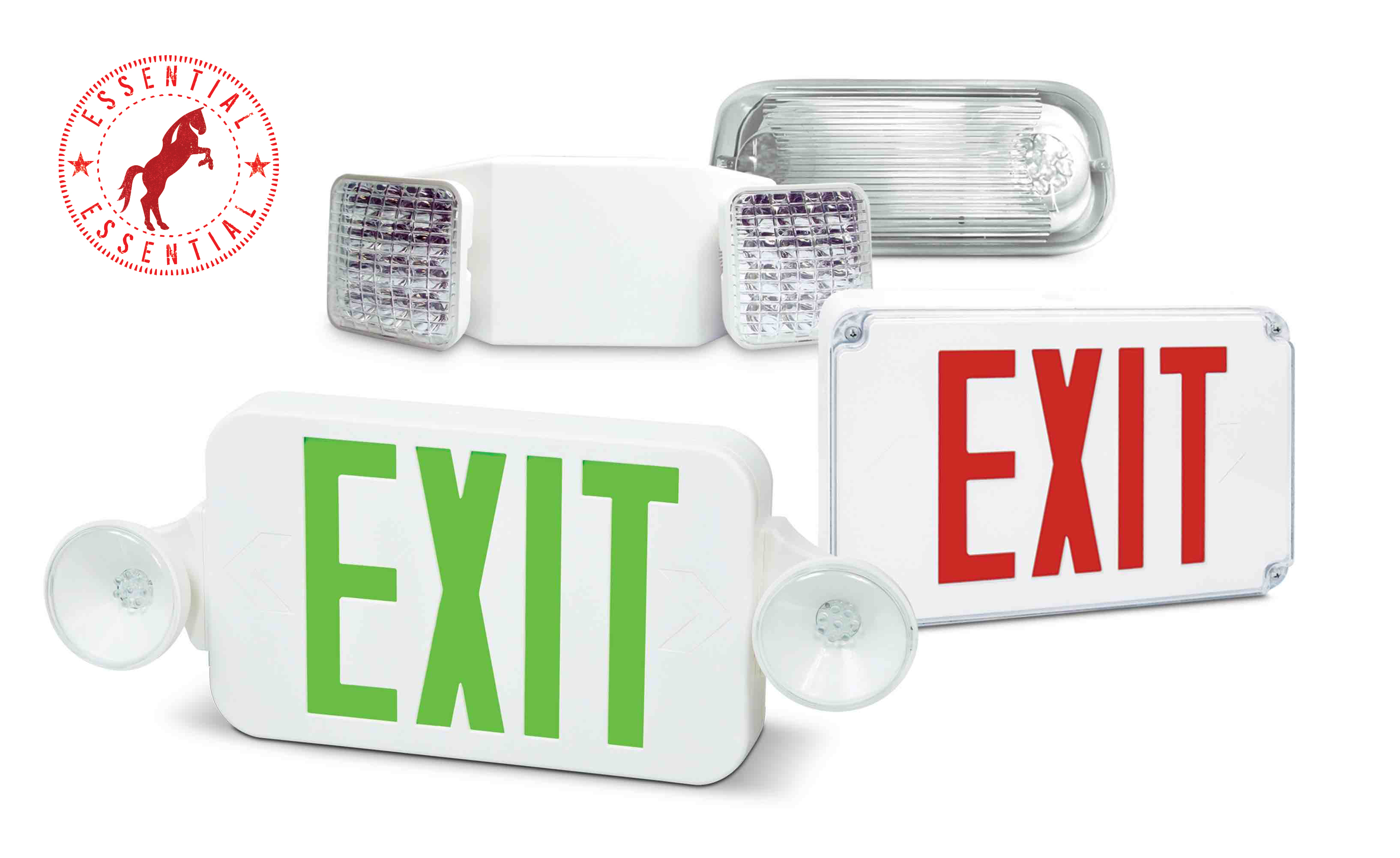 Lavex Remote Capable Triple Head New York City Approved LED Exit Sign / Emergency  Light with Steel